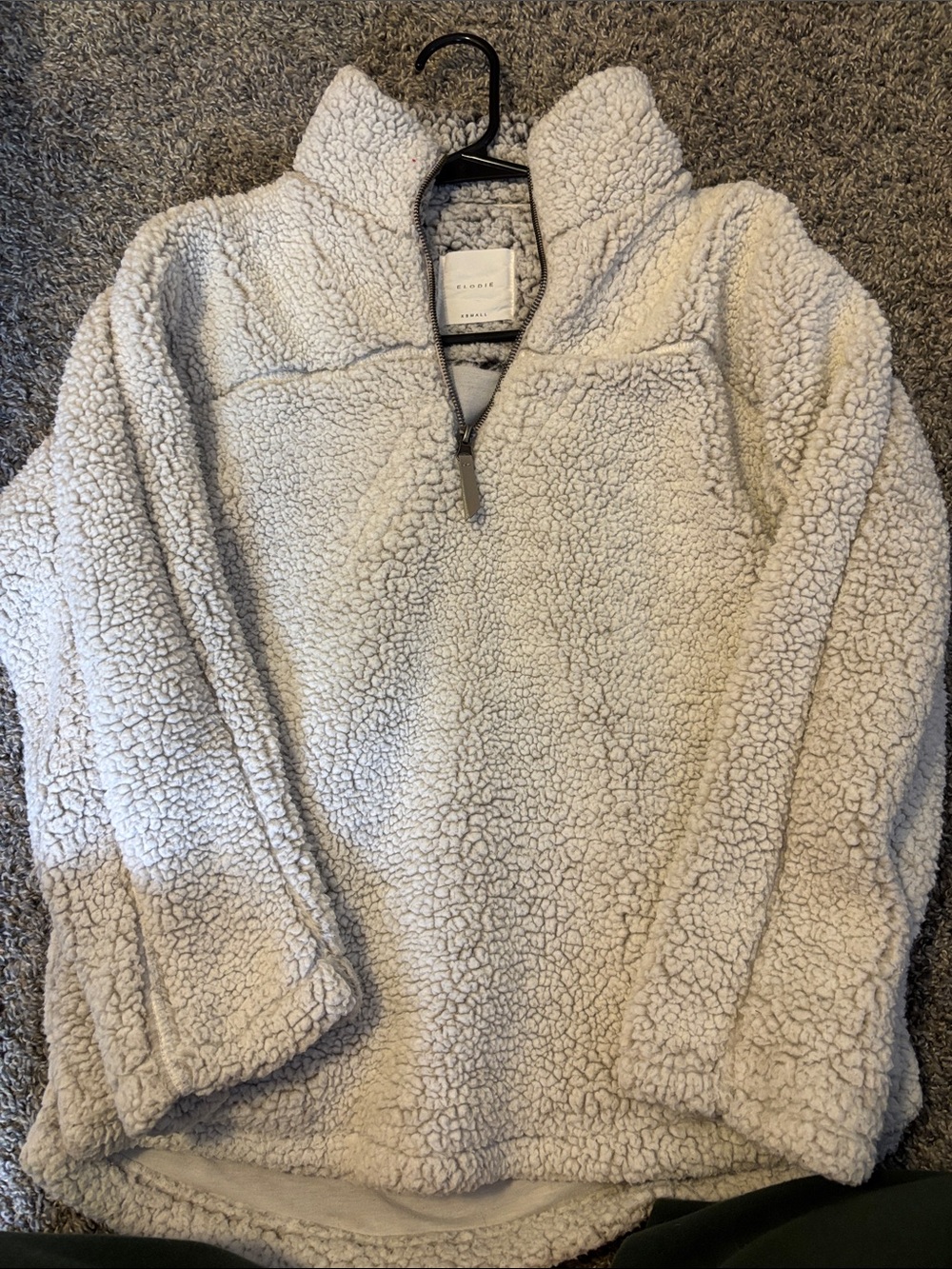 Elodie Cream Sherpa Quarter-Zip Pullover